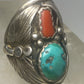 Turquoise coral ring southwest sterling silver women men