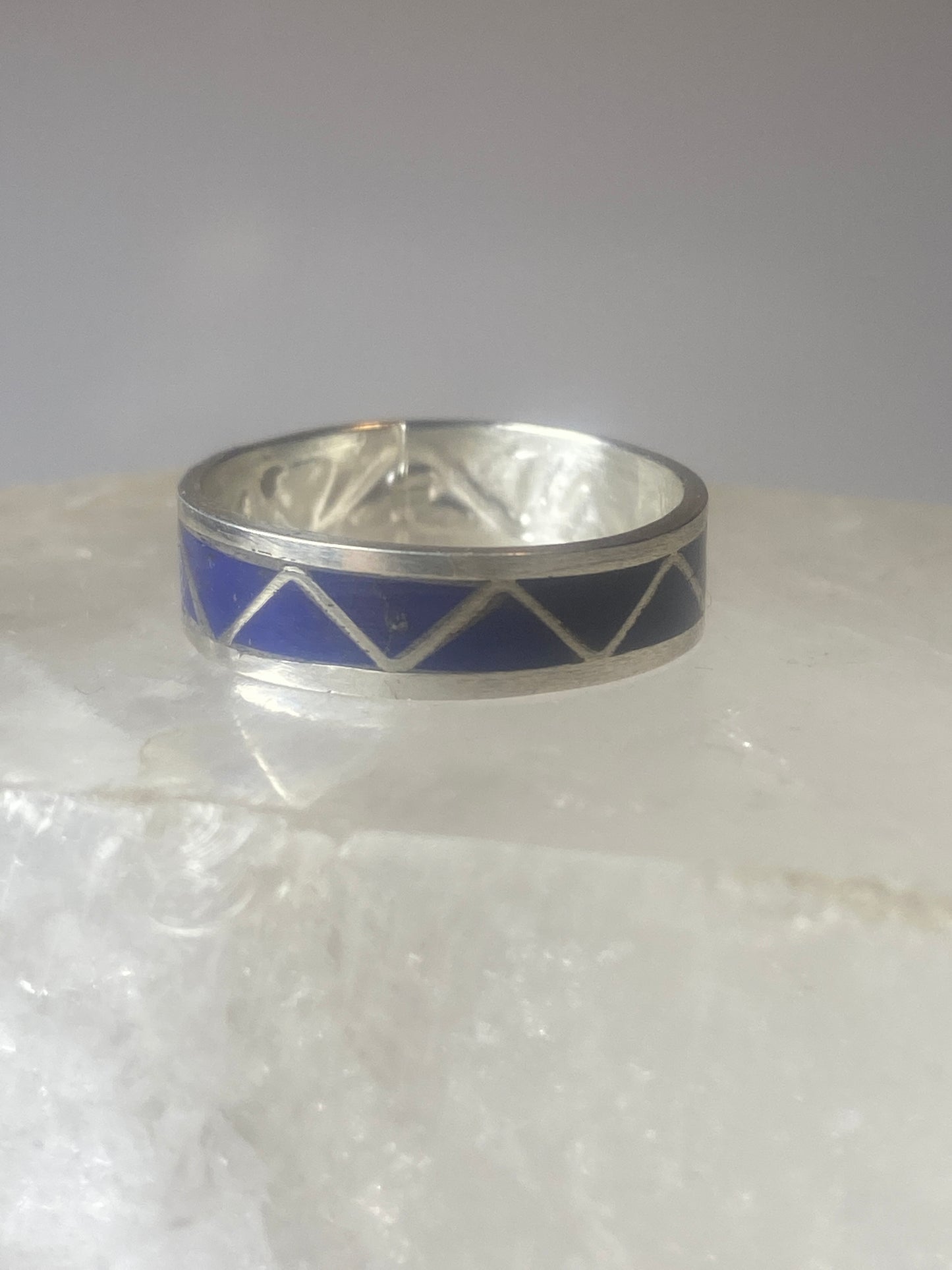 Blue lapis band ring size 9.50 Navajo southwest  sterling silver women b