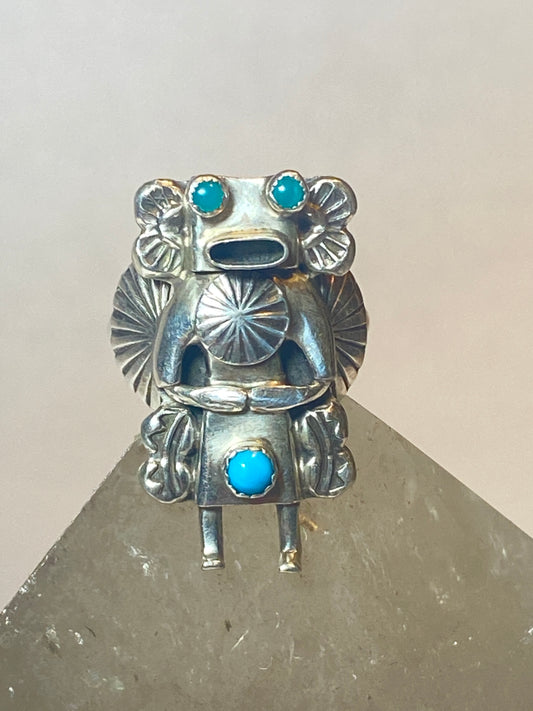 Kachina ring Navajo turquoise sterling silver women