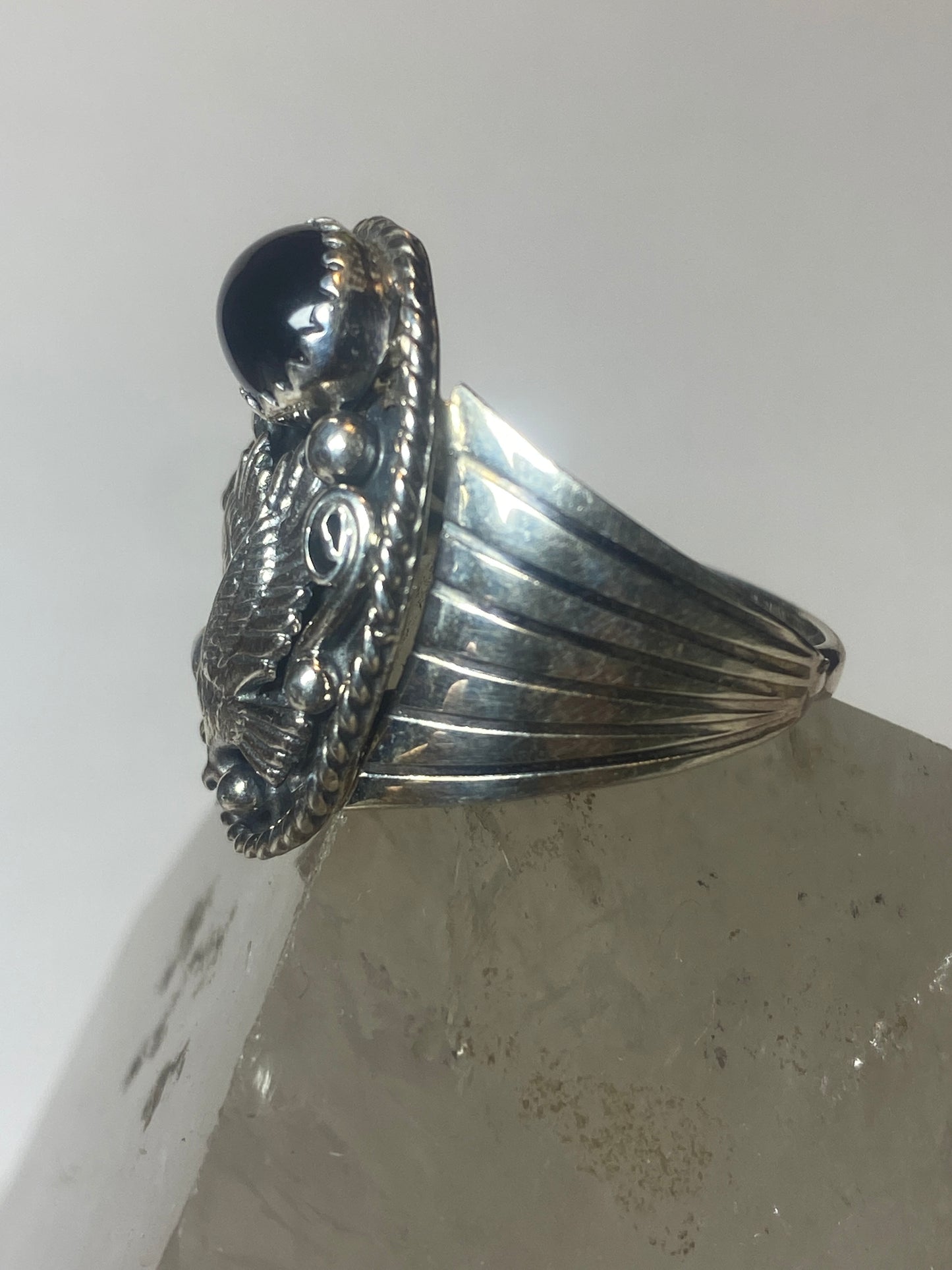 Eagle ring onyx southwestern sterling silver men