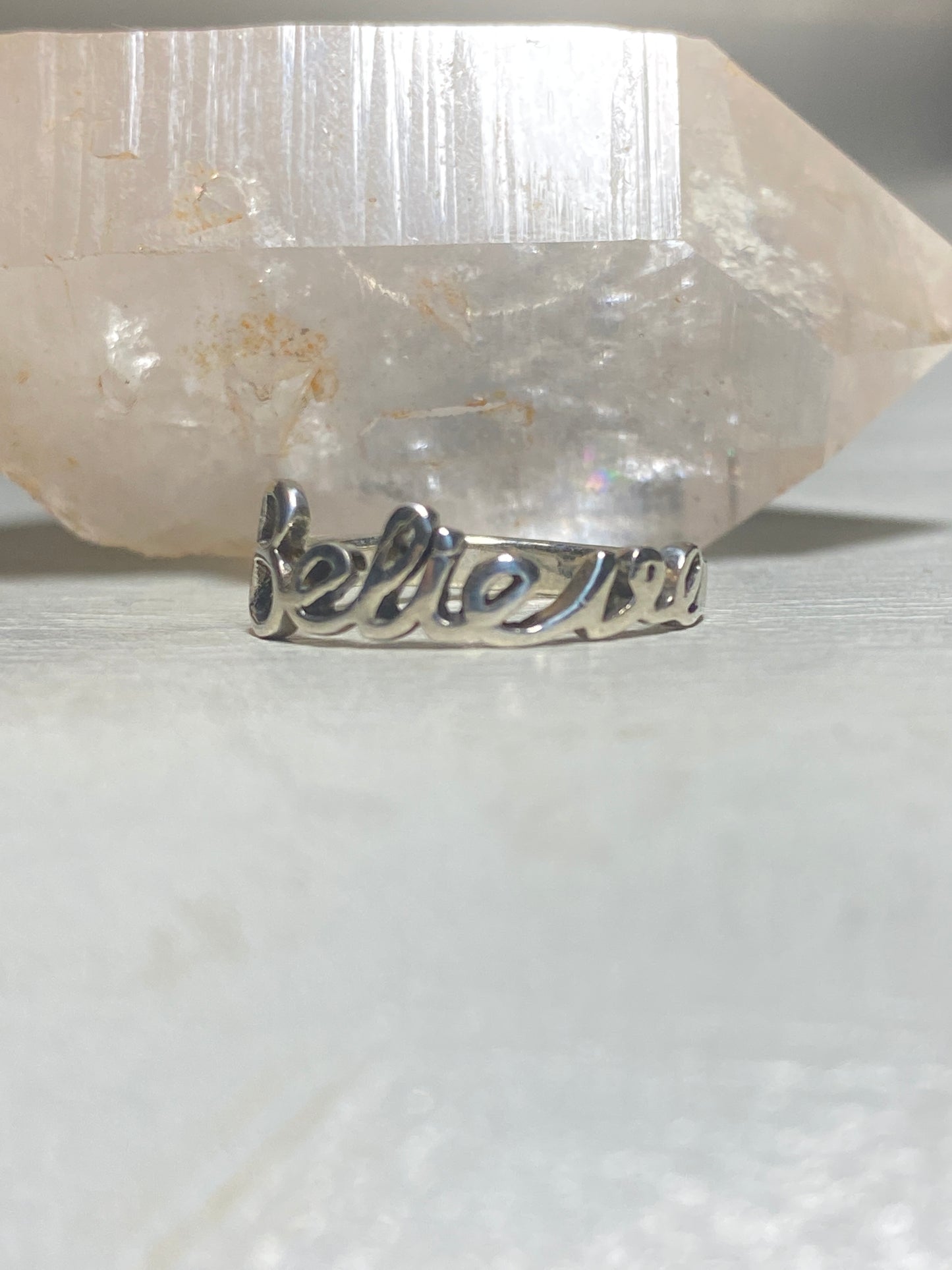 Believe ring word band sterling silver women girls