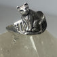 cat ring size 7 seated cat in chair sterling silver women girls