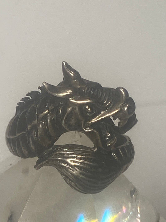 Dragon Ring Mythical floral band sterling silver
