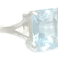 Vintage Blue Faceted Ring Cocktail Sterling Silver  Size 6