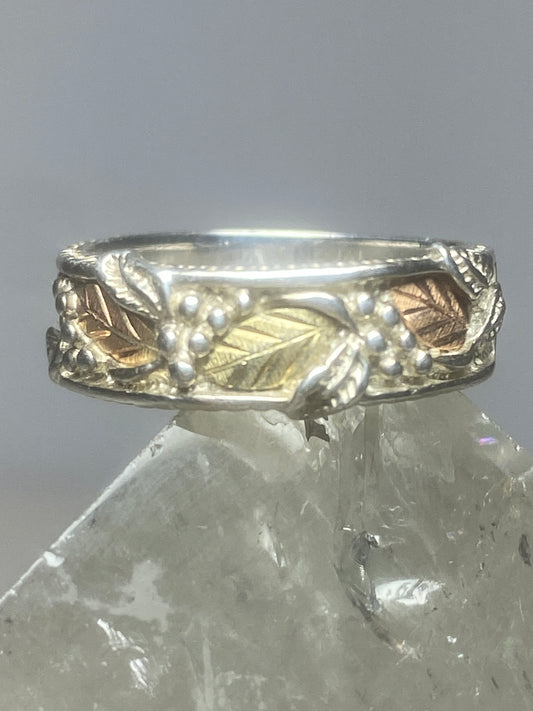 Black Hills Gold ring leaf band floral sterling silver boho women girls