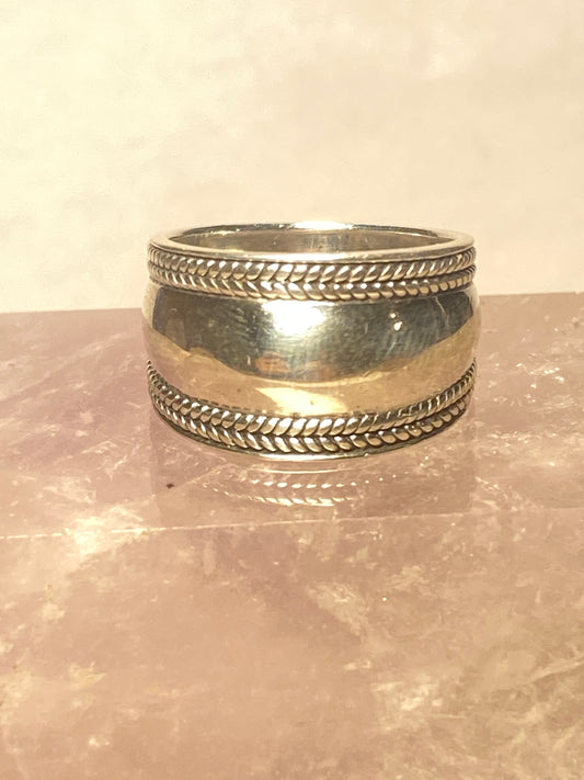 Wide ring size 6.75 cigar band sterling silver women men