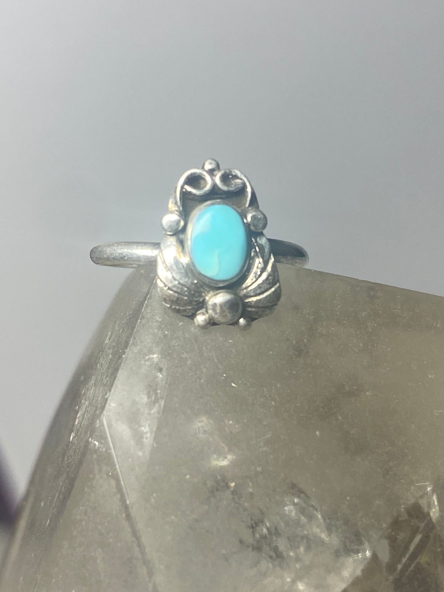 Turquoise ring leaves band southwest sterling silver women girls g