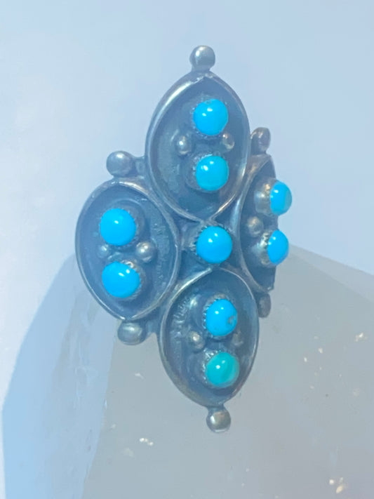 Turquoise ring Zuni band Petite Point southwest sterling silver women girls