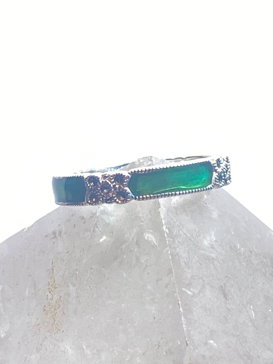 Judith Jack ring size 6 Art Deco style band stacker marcasite green sterling silver women girl
