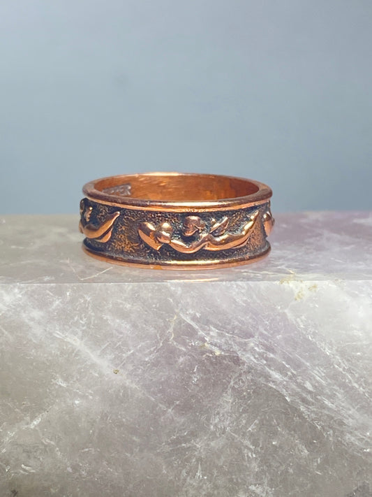 Cupid ring holding flying with heart or valentine southwest copper band women