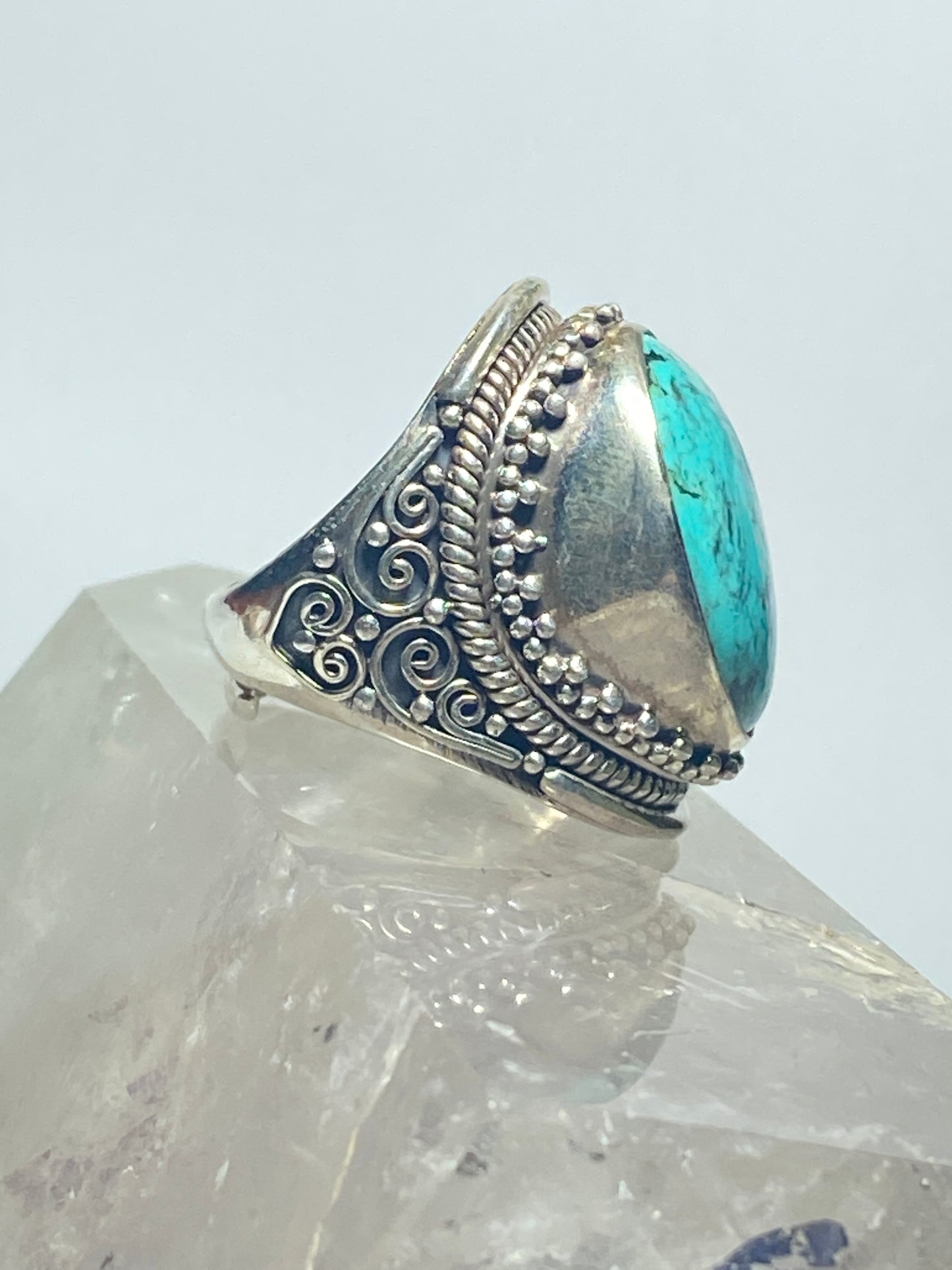 Turquoise ring bulky sterling silver men women