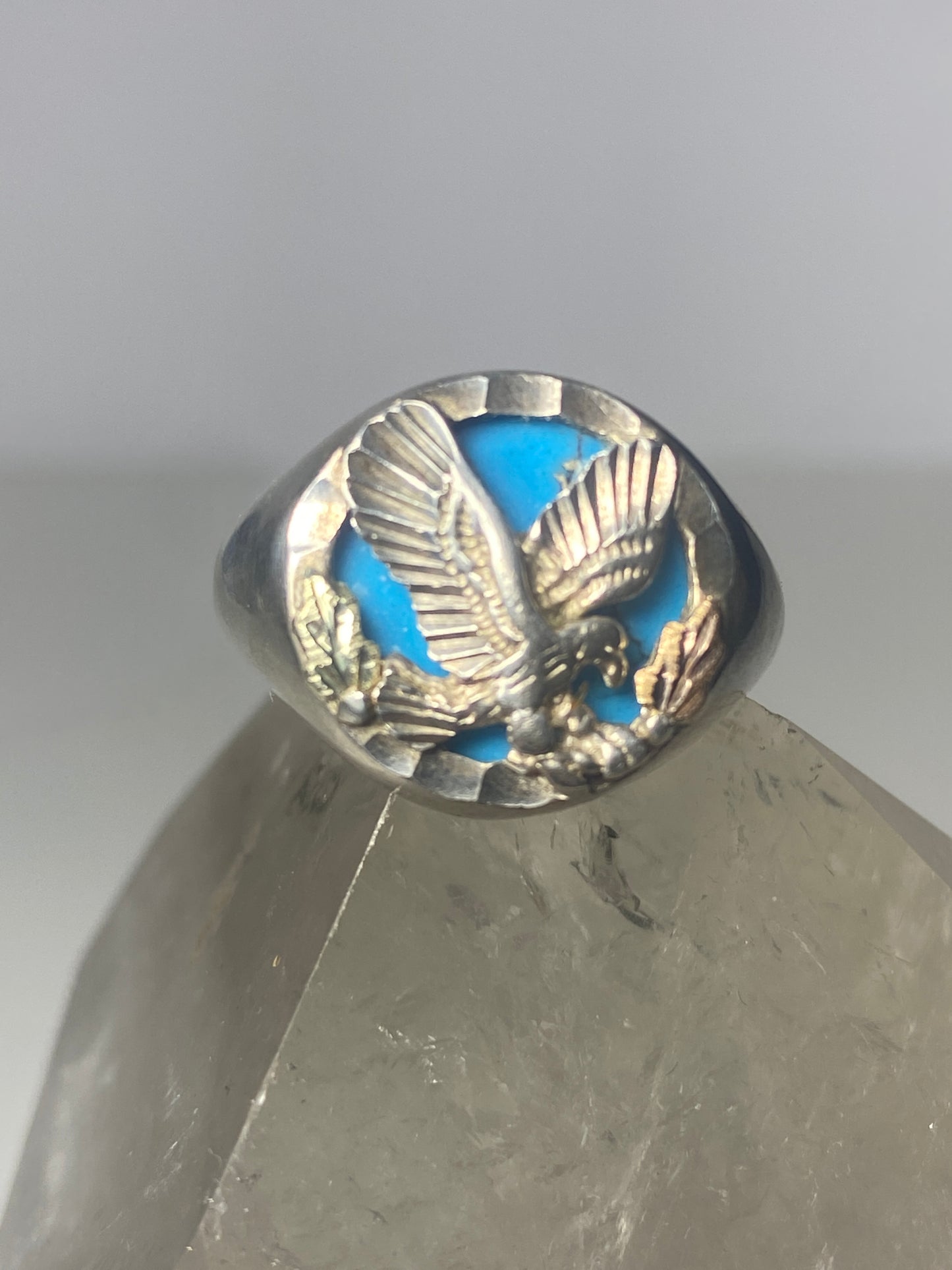 Black Hills Gold ring Eagle band sterling silver women men