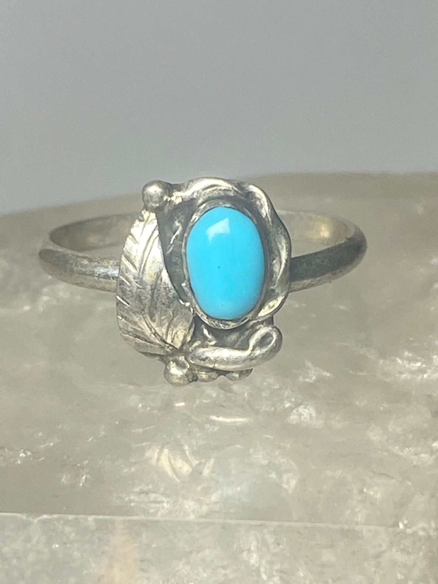Turquoise ring leaves band southwest sterling silver women girls l