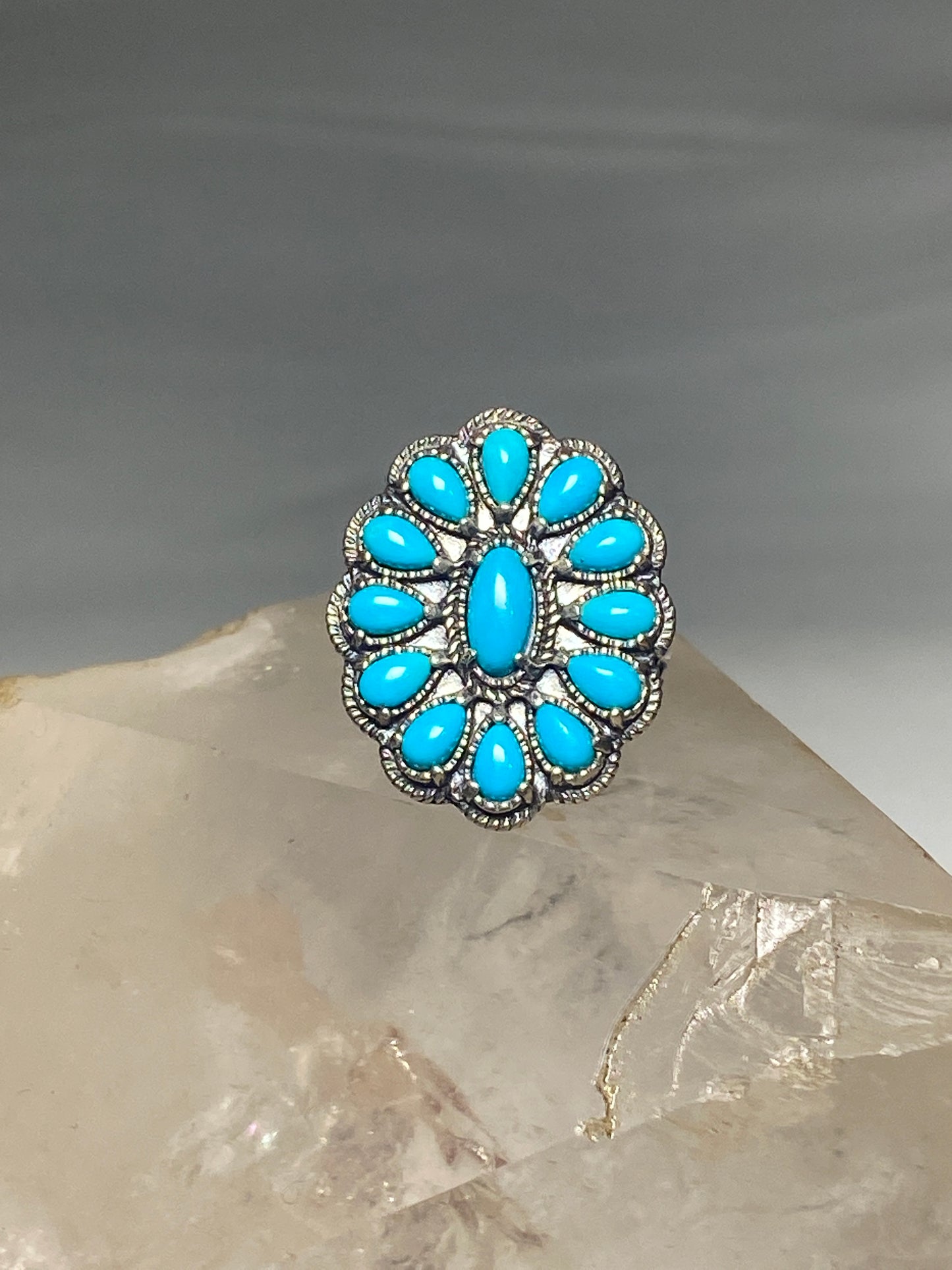 Turquoise ring size 7 Navajo Carolyn Pollack petite point sterling silver women girls