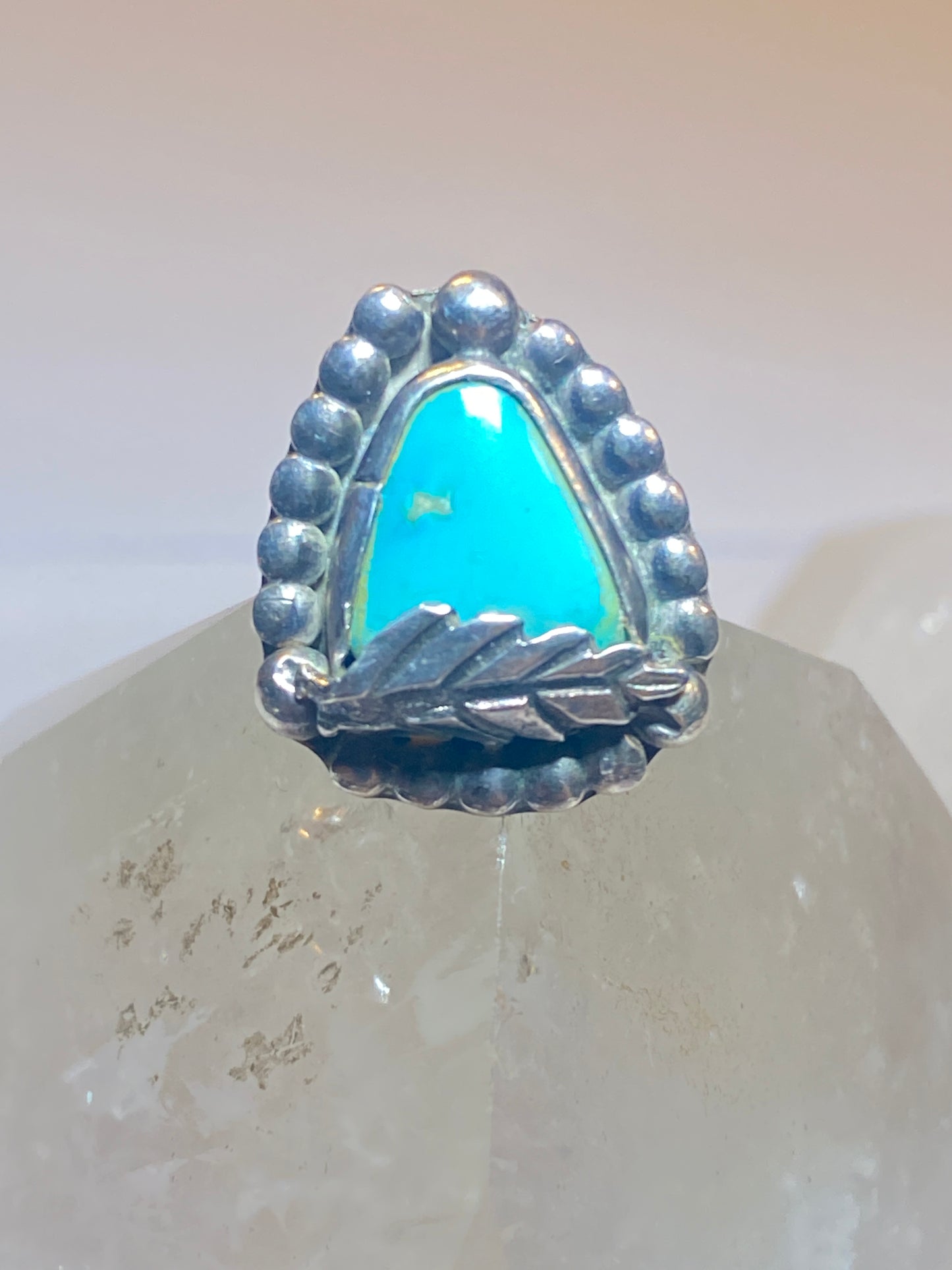 Turquoise ring size 6 feather Navajo southwest  sterling silver