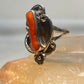 Long coral ring size 6 squash blossom sterling silver Navajo southwest women girls