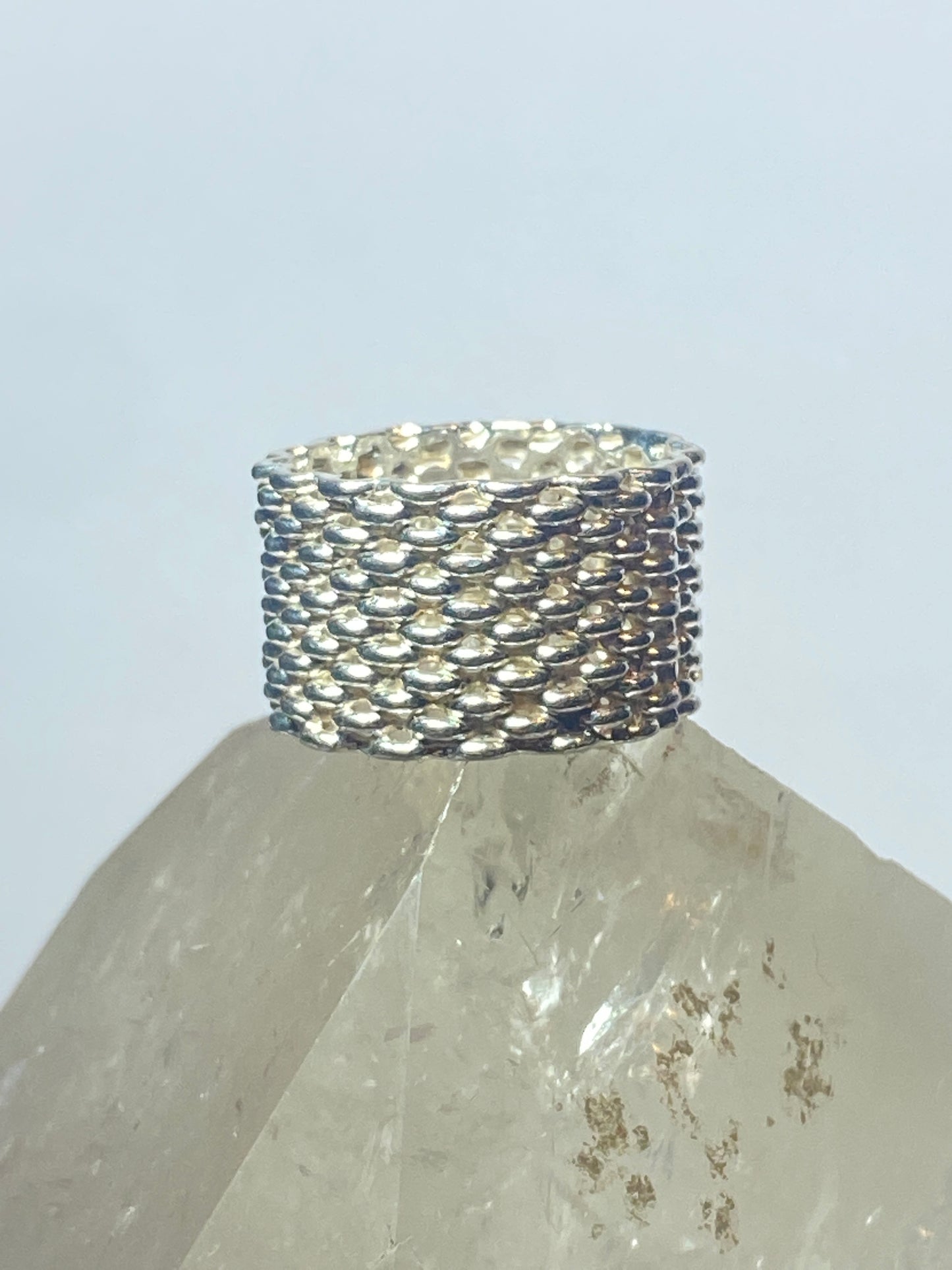 Mesh design ring (does not move)  band sterling silver women girls