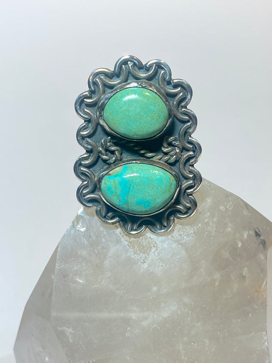 Vintage Navajo Southwestern Turquoise Sterling Silver Ring Size 7.25