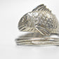 Fish Spoon Ring Waves Vintage Sterling Silver Fishermen Size 7.2