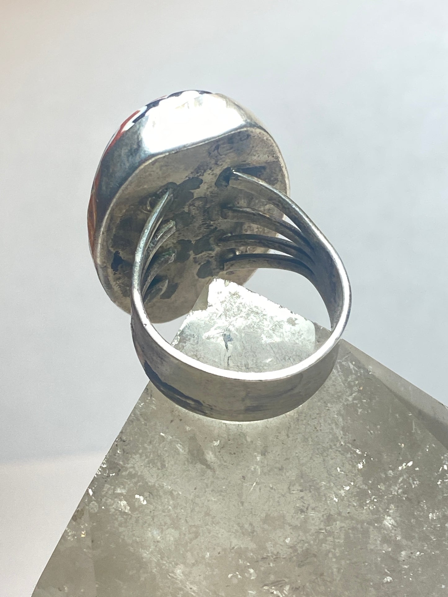 Chevron ring size 10.25 trade bead Navajo southwest sterling silver women