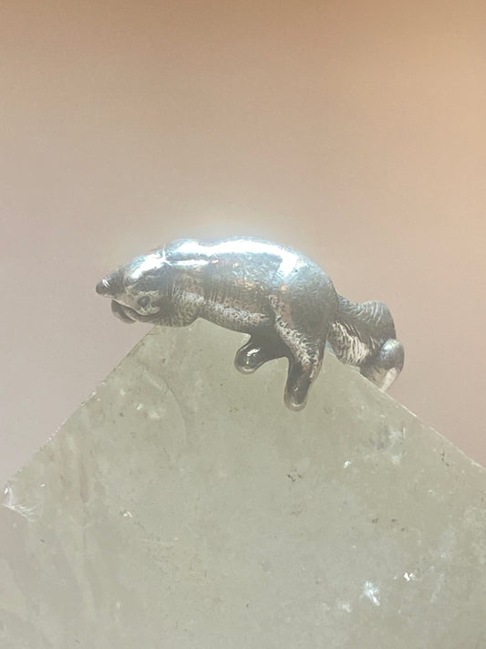 Cat ring size 7.75 Avery Sleepy kitten band sterling silver women girls