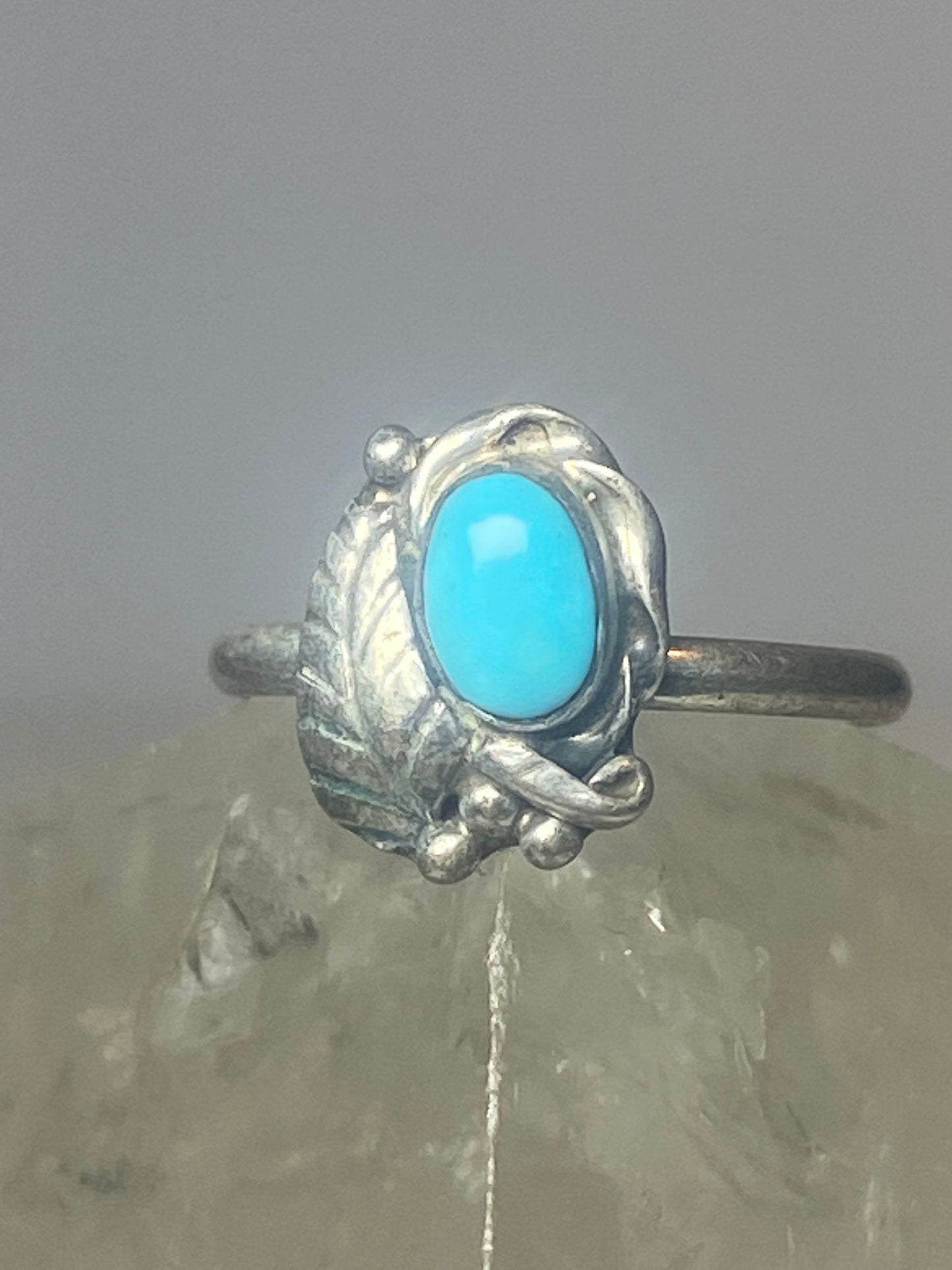 Turquoise ring southwest pinky floral leaves blossom baby children women girls  g