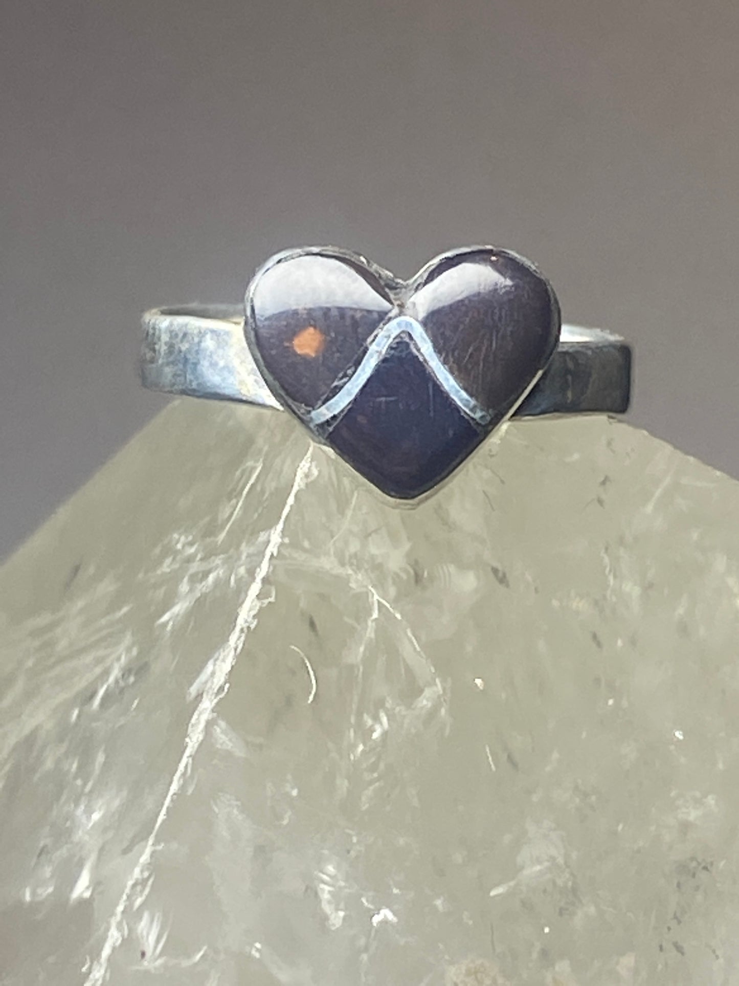 Heart ring onyx southwest sterling silver women girls dk