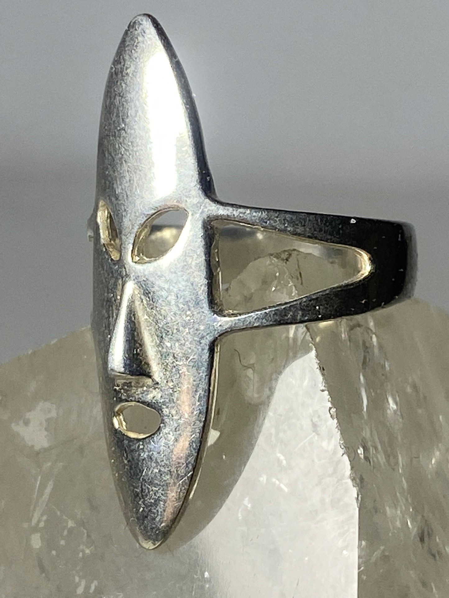 long face ring mask tribal band sterling silver women girls