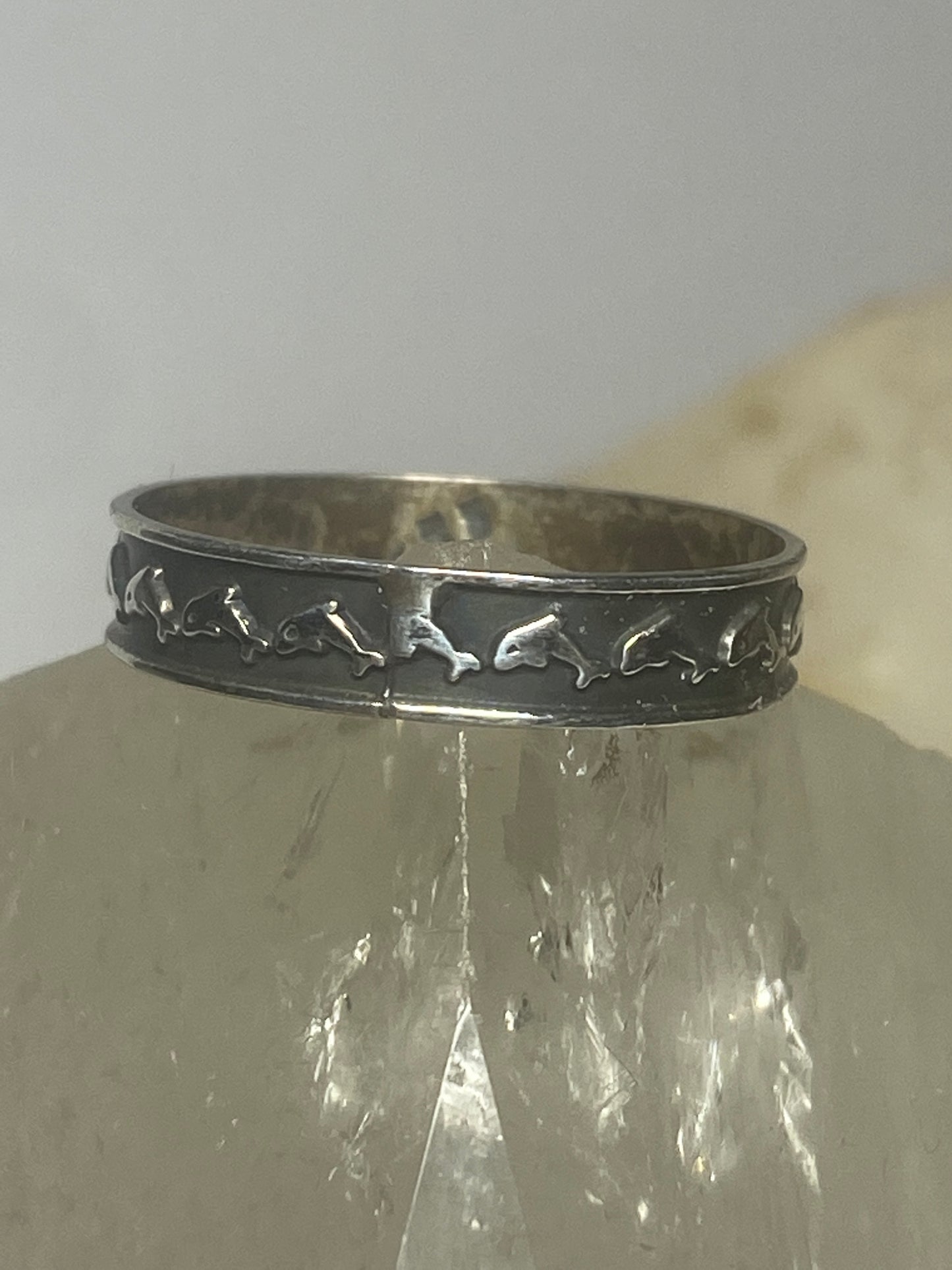 Dolphin  ring dolphins band stacker sterling silver women men boys