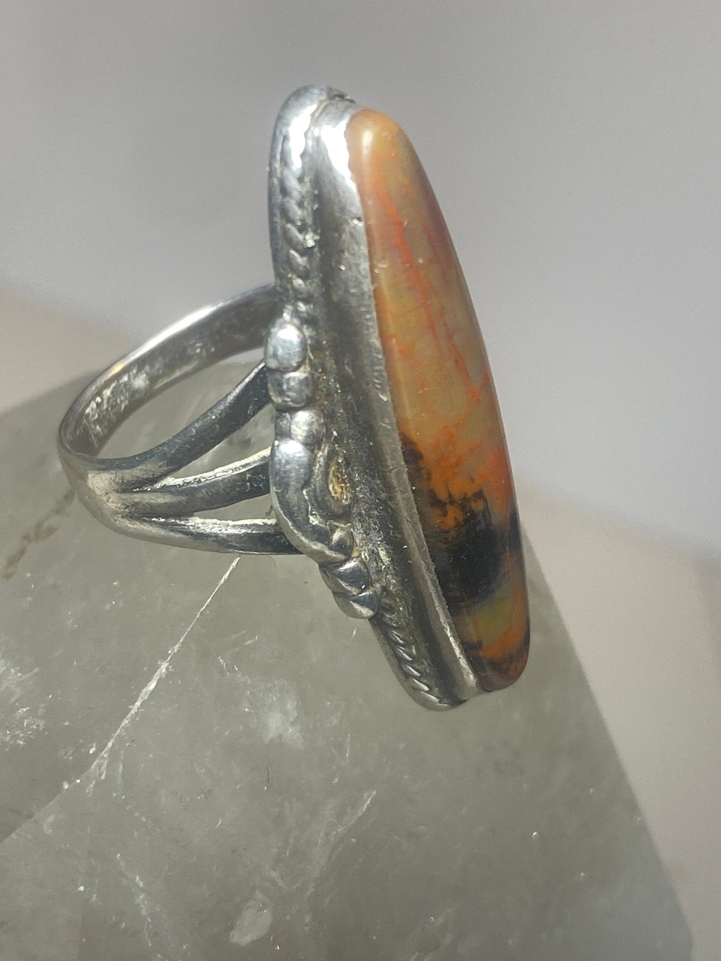 Long agate ring size 8.50 southwest sterling silver women