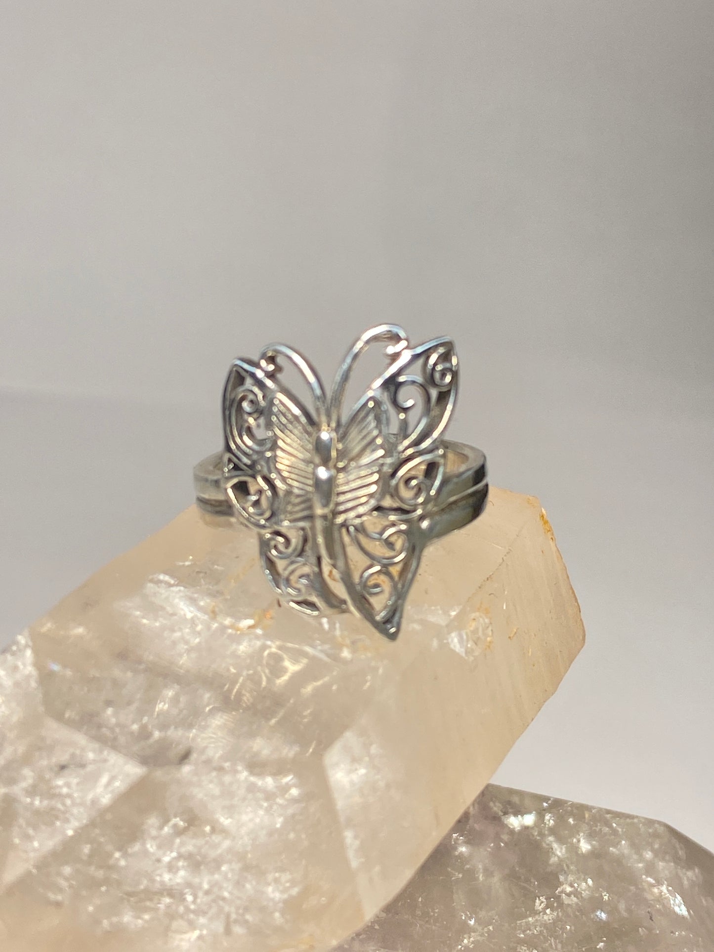 Butterfly Ring size 6.75 Butterflies Band sterling silver women