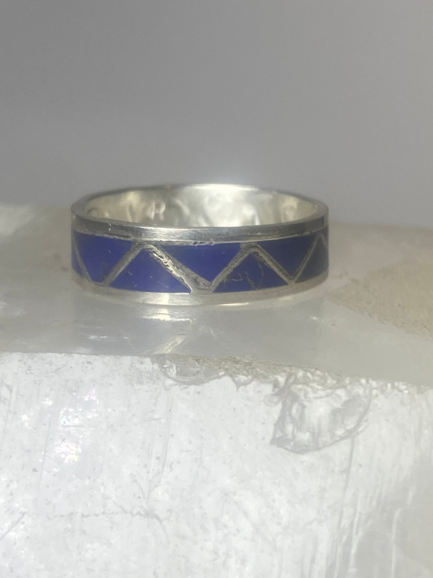 Blue lapis band ring size 9.50 Navajo southwest  sterling silver women b