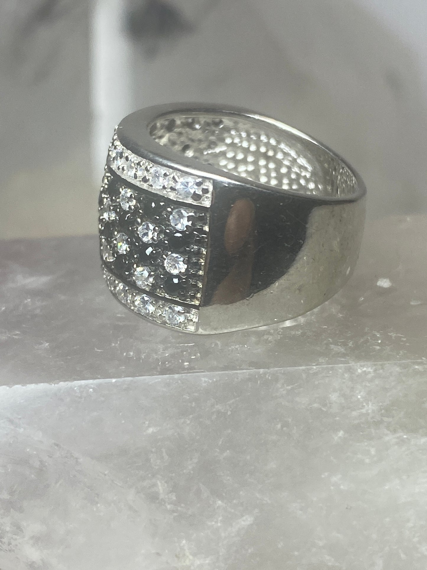 Checkerboard ring size 5.50 cocktail band  sterling silver women girls