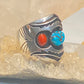 Turquoise Ring size 10.75 Navajo coral band southwest sterling silver women men