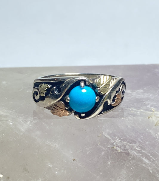 Black Hills gold ring sterling silver 12K overlay on leaves band women
