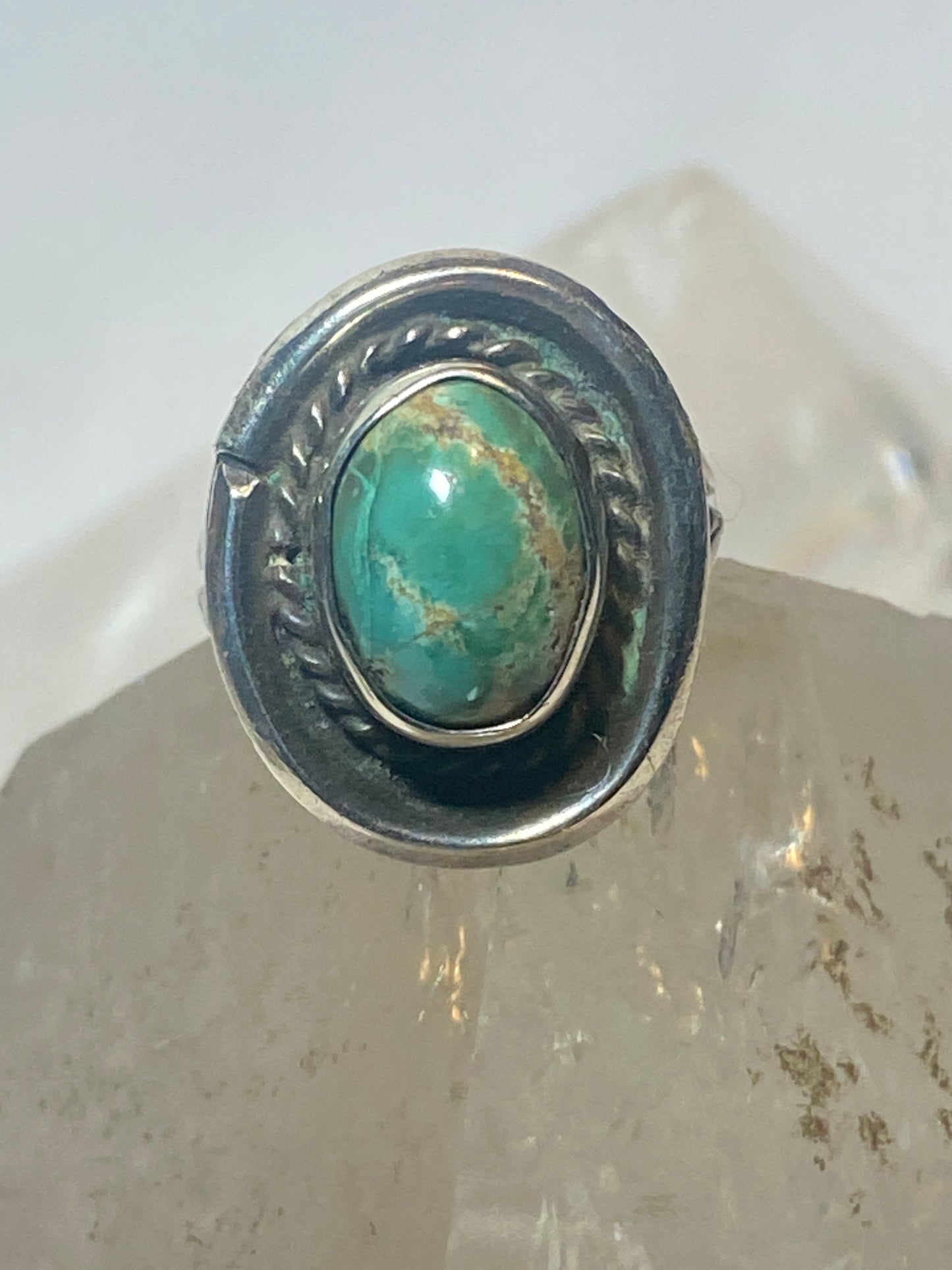 Green Turquoise ring Navajo pinky sterling silver women girls