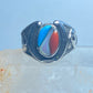 Turquoise ring Horseshoe  horse coral MOP southwest sterling silver women
