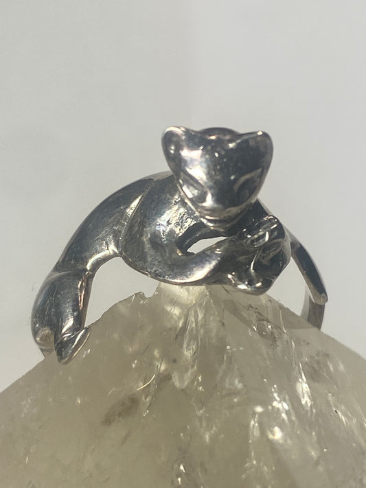Cat ring  size 7.50 kitten  band  sterling silver women girls
