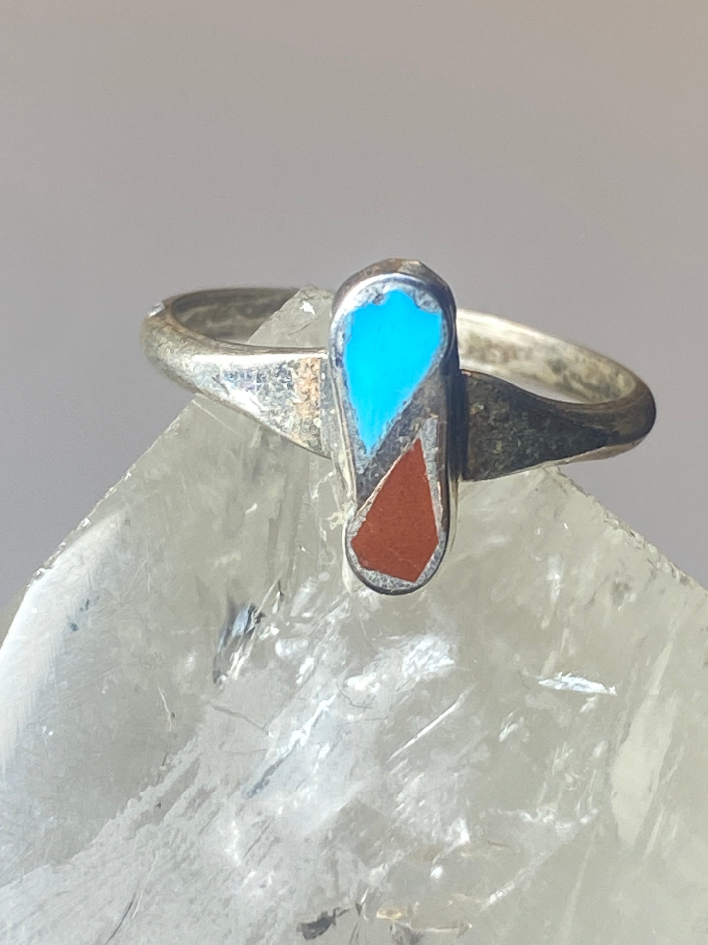 Turquoise coral ring southwest  sterling silver women girls u