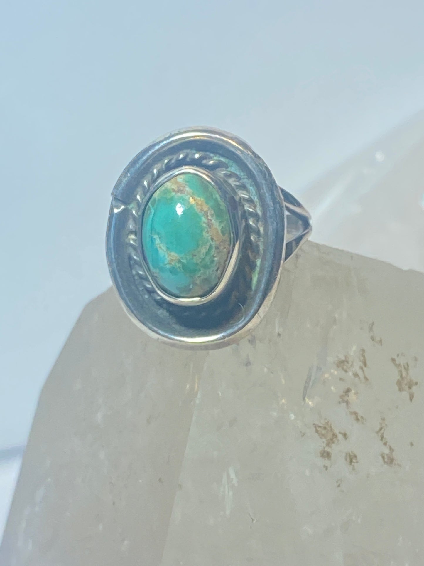 Green Turquoise ring Navajo pinky sterling silver women girls