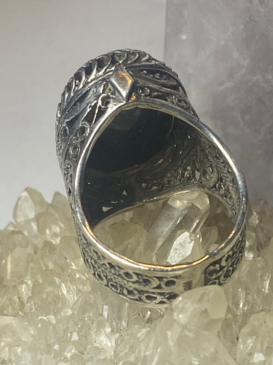Onyx ring size 5.75 filigree boho sterling silver women girls