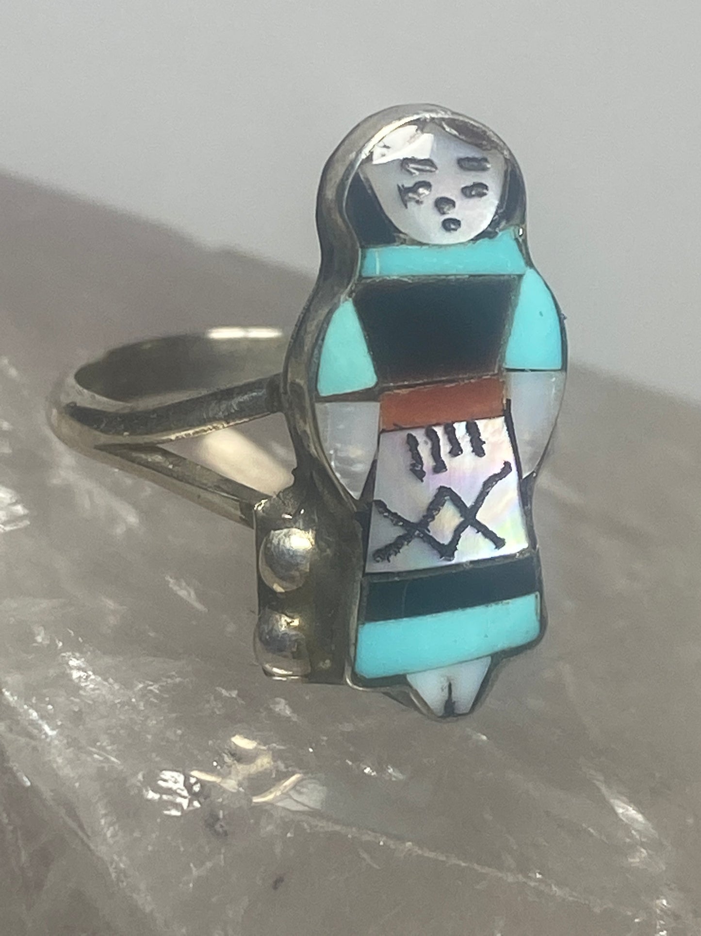 Corn Maiden ring size 5.75 sterling silver turquoise mother of pearl lady women girls