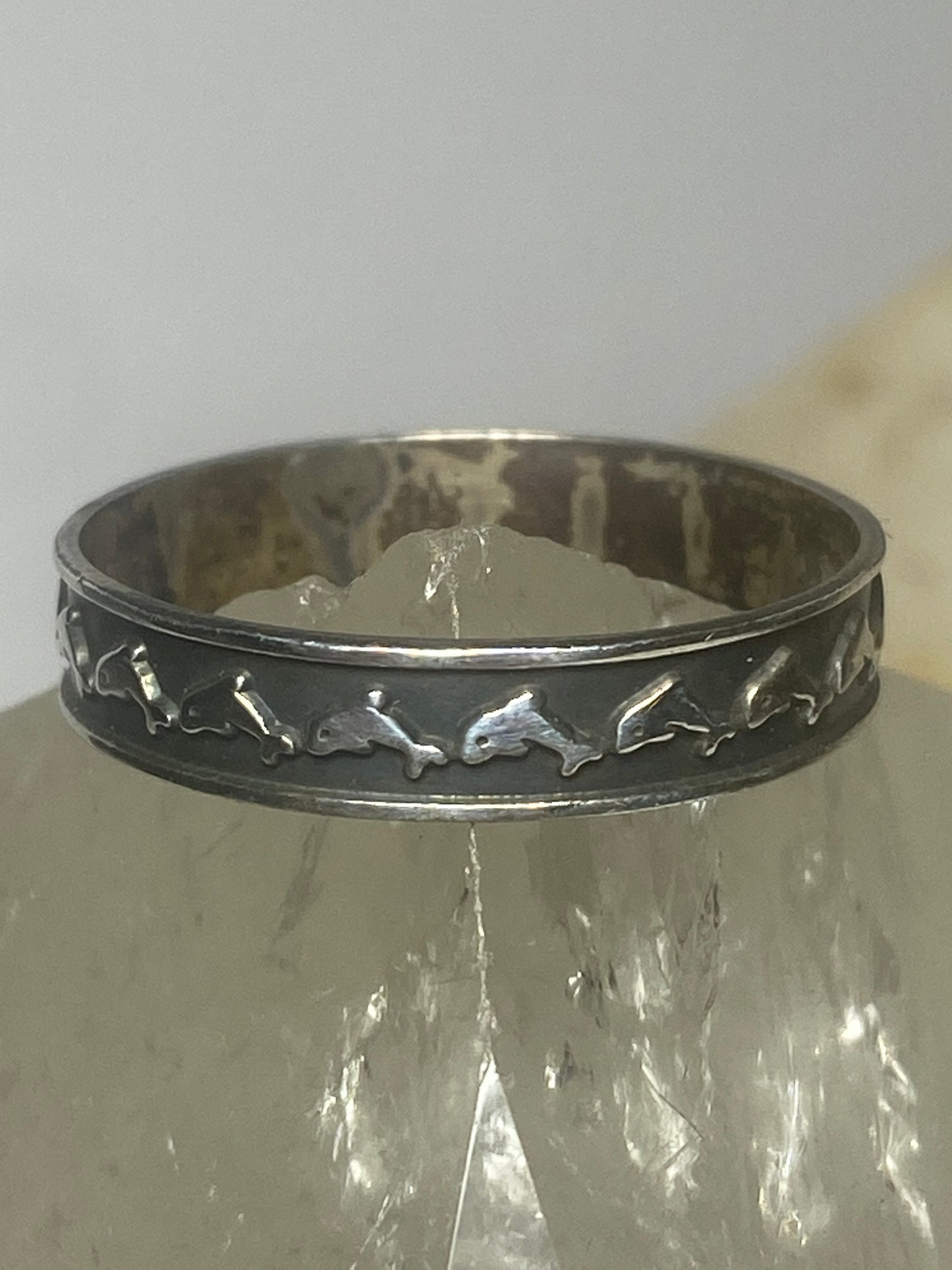 Dolphin  ring dolphins band stacker sterling silver women men boys