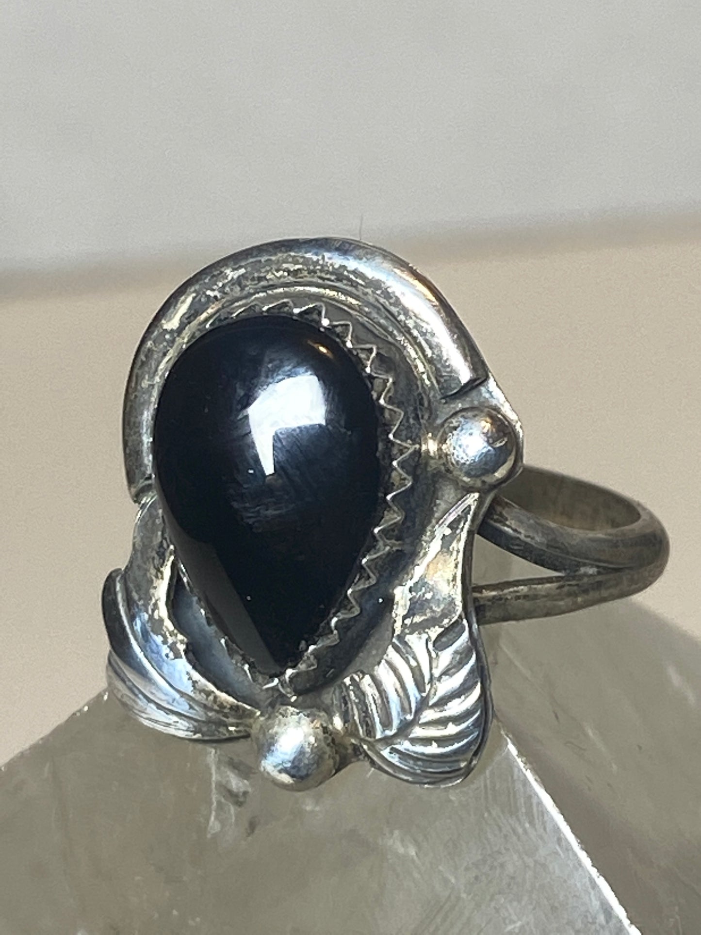 Onyx ring southwest  band sterling silver women