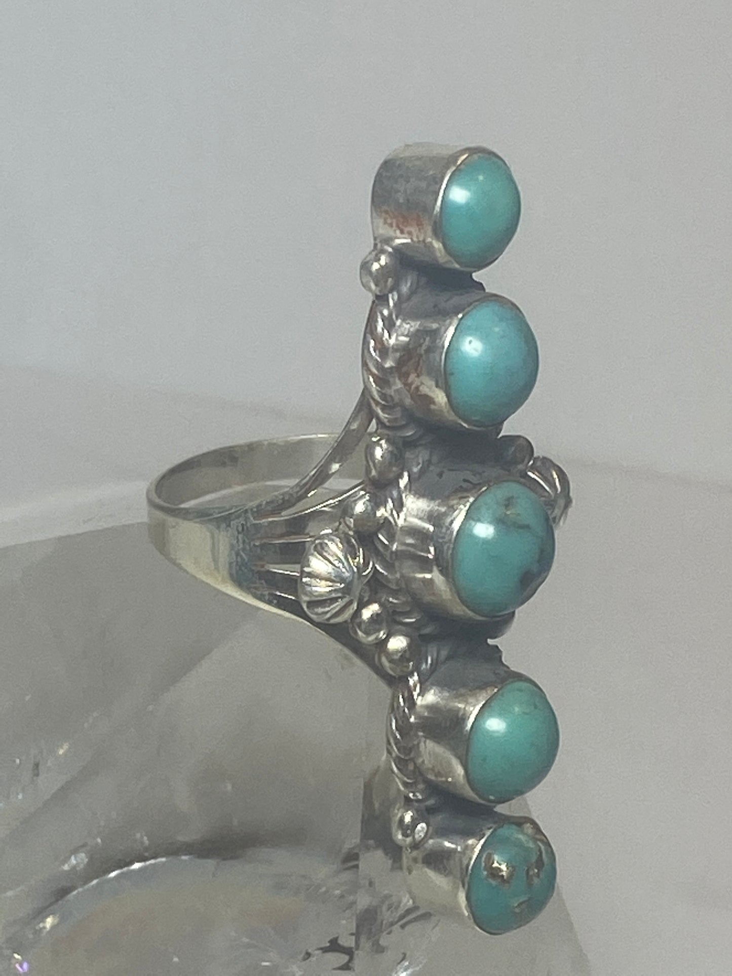 Long Turquoise Ring southwest sterling silver women girl