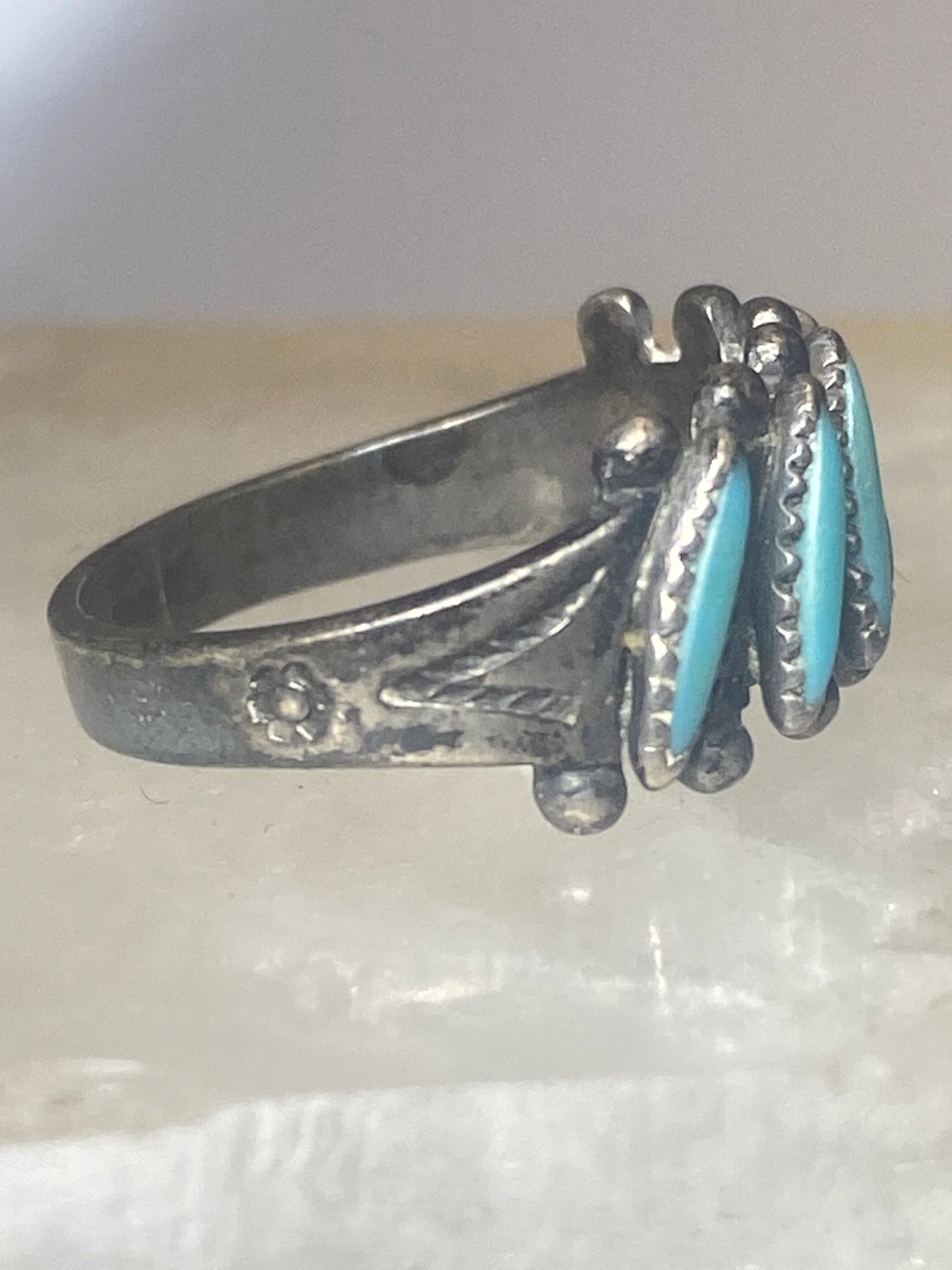 Zuni ring size 5.50 turquoise band petite point pinky sterling silver