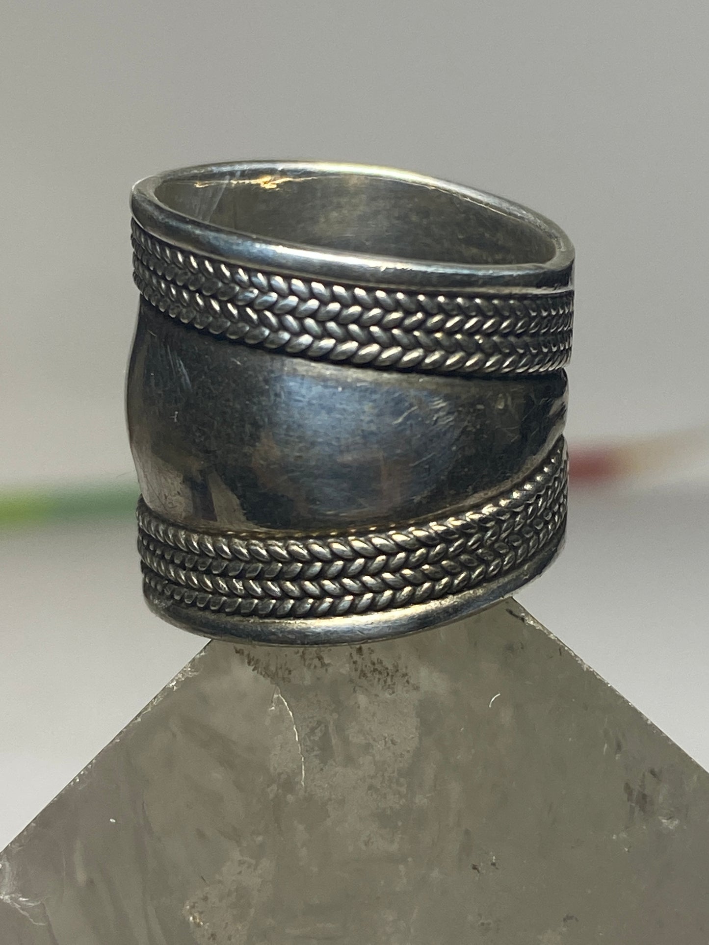 Cigar band ring size 5 rope design sterling silver women girls
