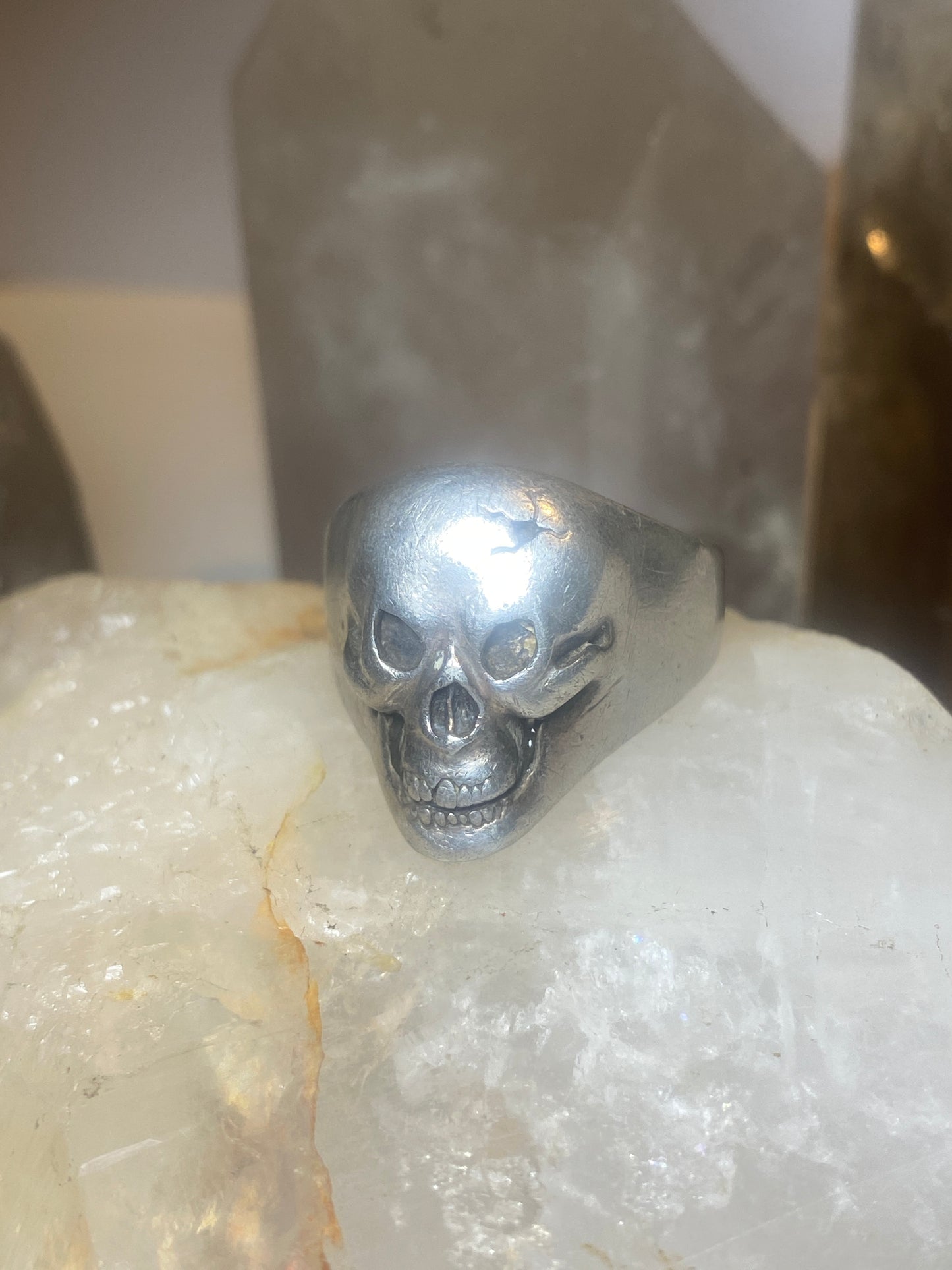 Skull ring size 13.50 biker band sterling silver women men