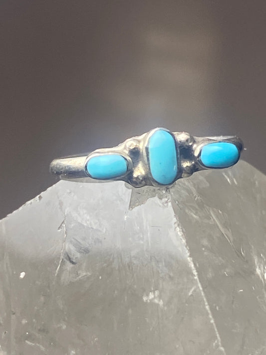 Turquoise Ring petite point southwest pinky sterling silver women girl dl
