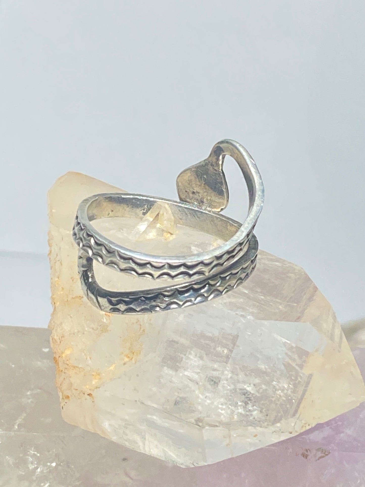 Snake Ring wrap around textured Band No Stones sterling silver women  men